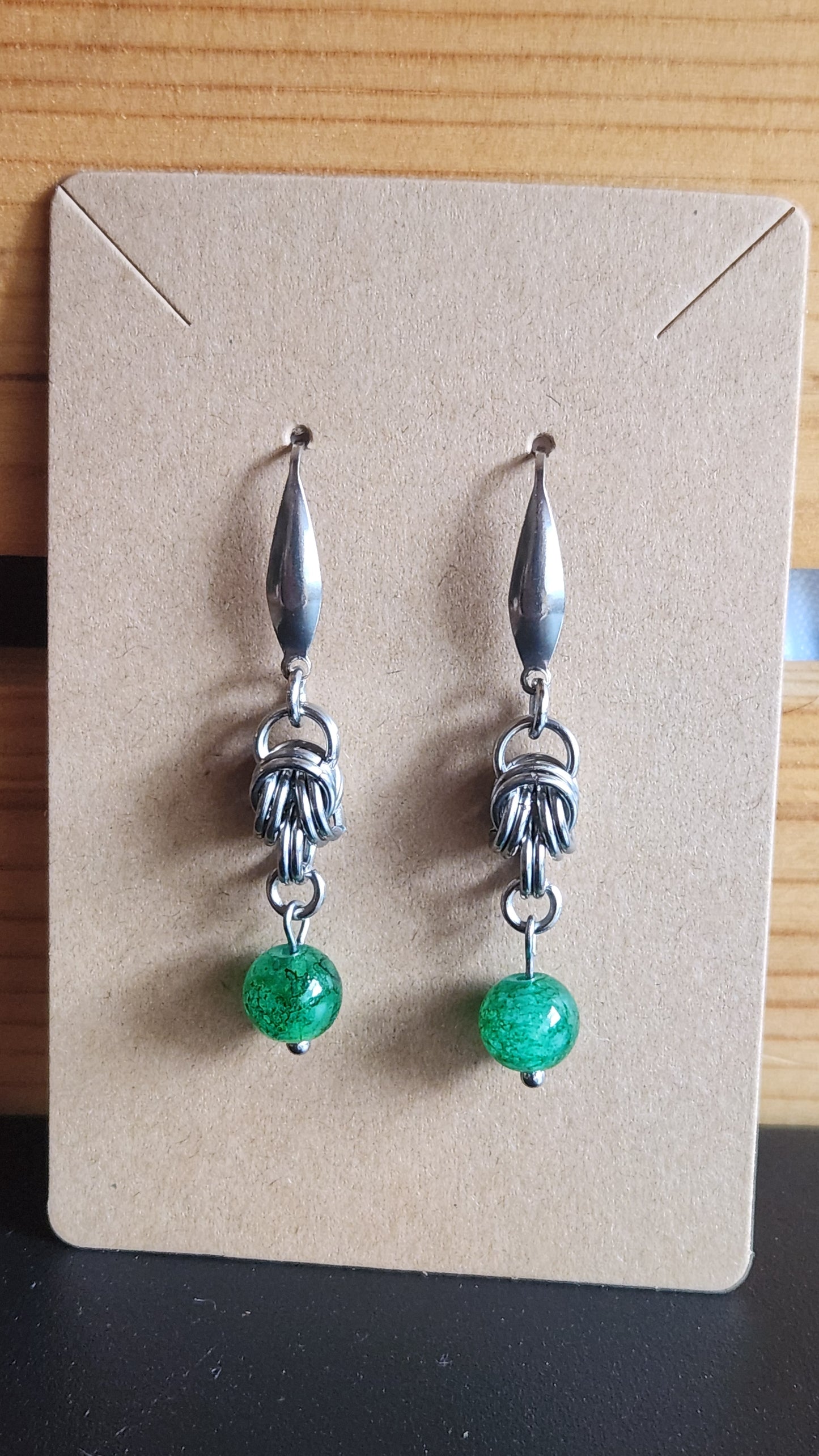 Green glass earrings