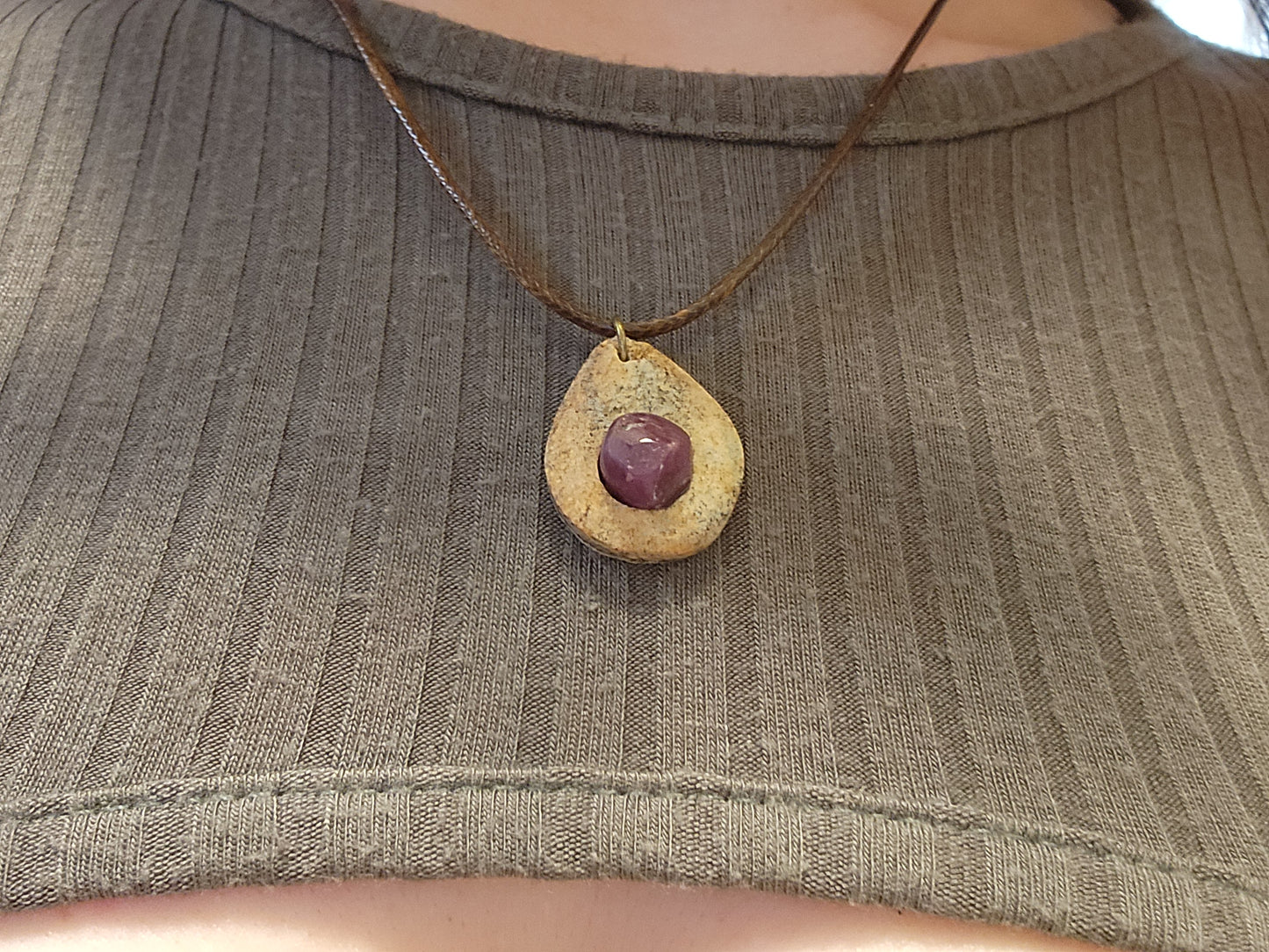 Raw ruby necklace