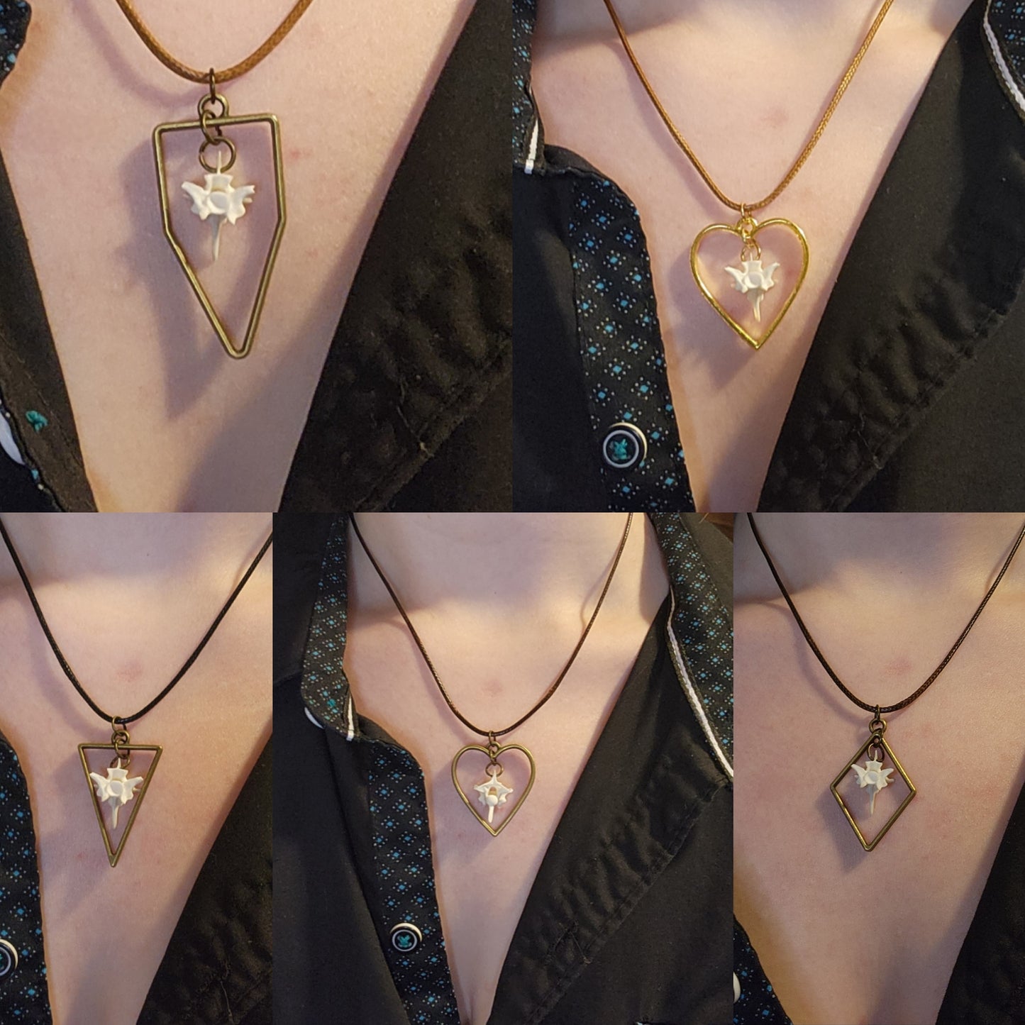 Suspended bone (leather cord)