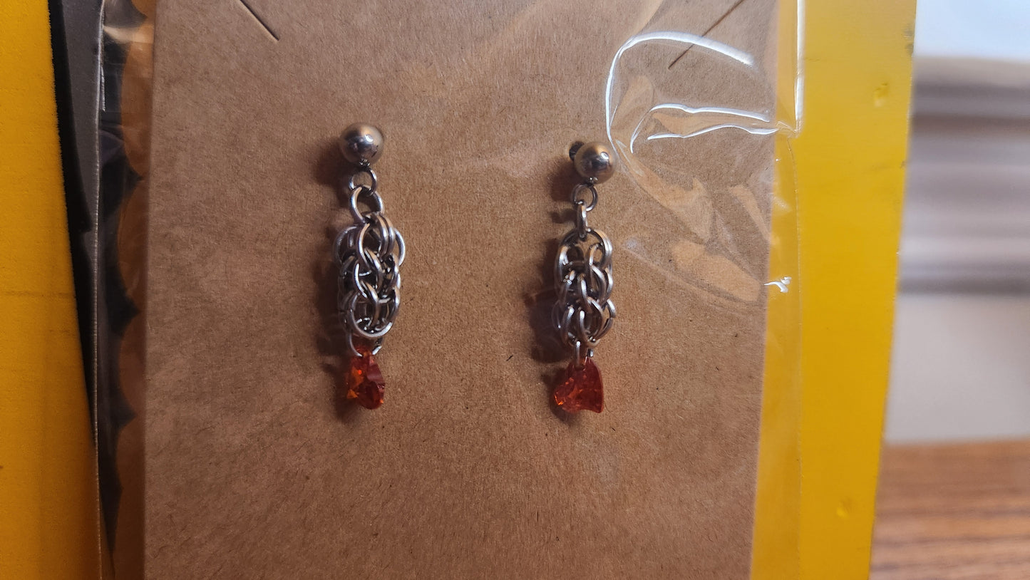 Chainmaille earrings hearts