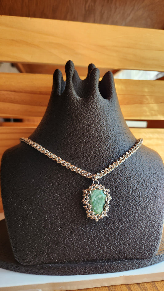 Moss Agate Coffin necklace