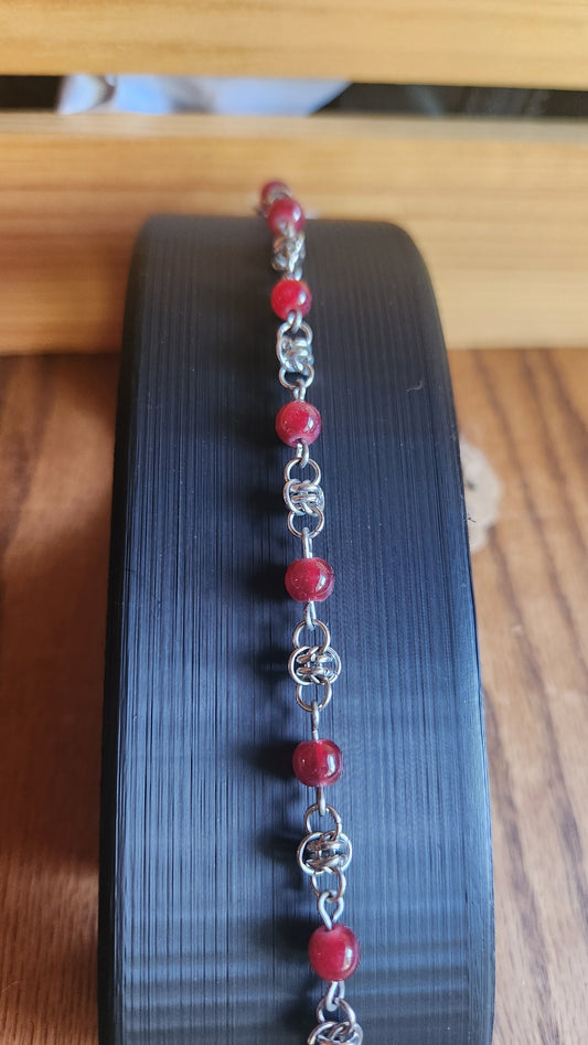 Bracelet Barrel and Beads (red)