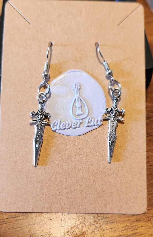 Silver dagger earrings