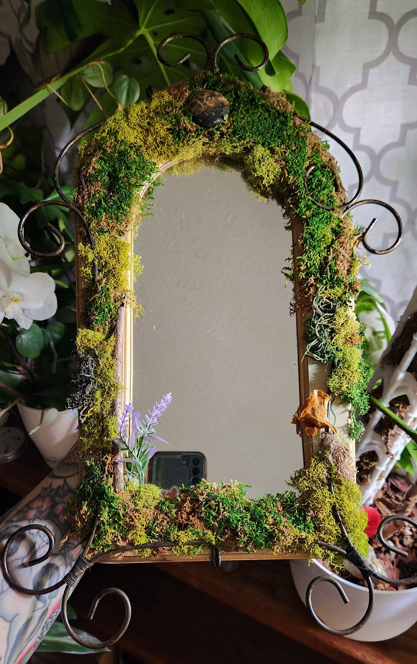 Iron embellished mirror