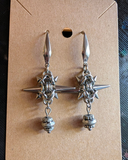 Spike and charm hook earrings