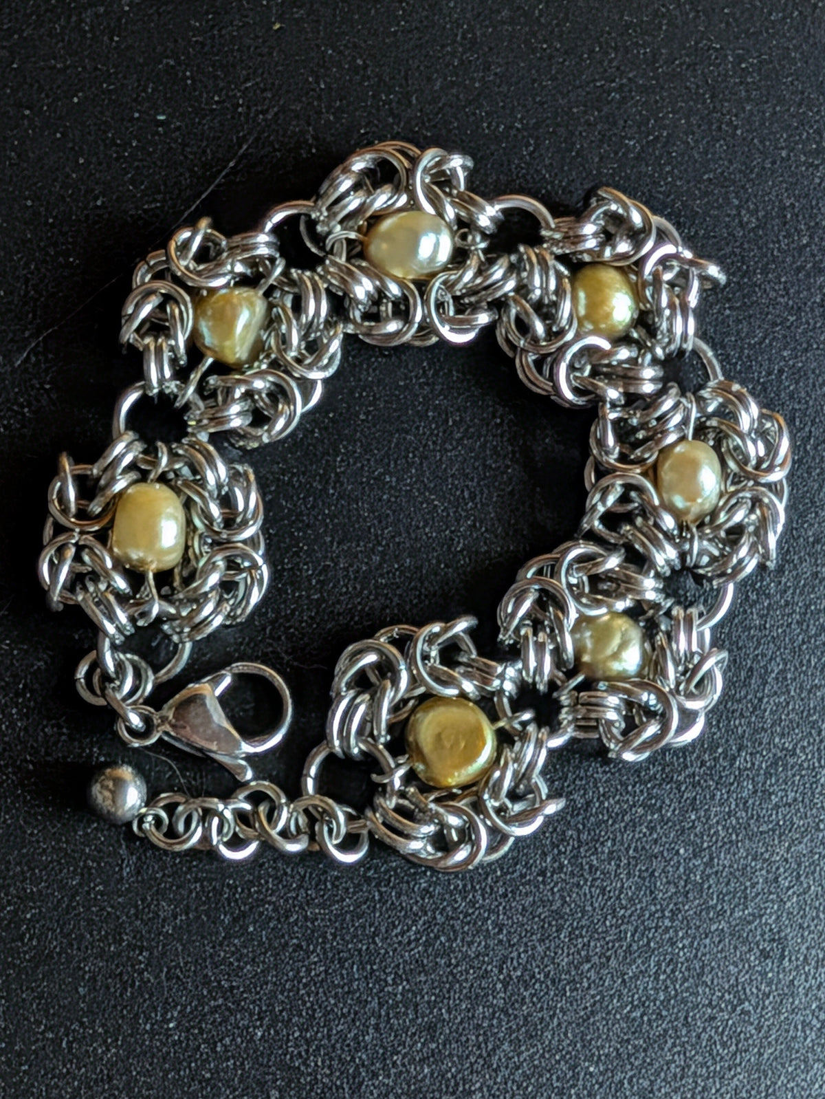 Pearls and Byz 6.5 inch bracelet